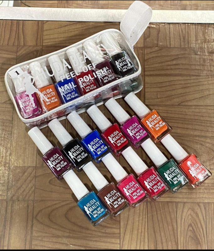 12 piece- Quick Drying Peel off Nail Polish- Smooth and Even Coverage in Stunning colour
