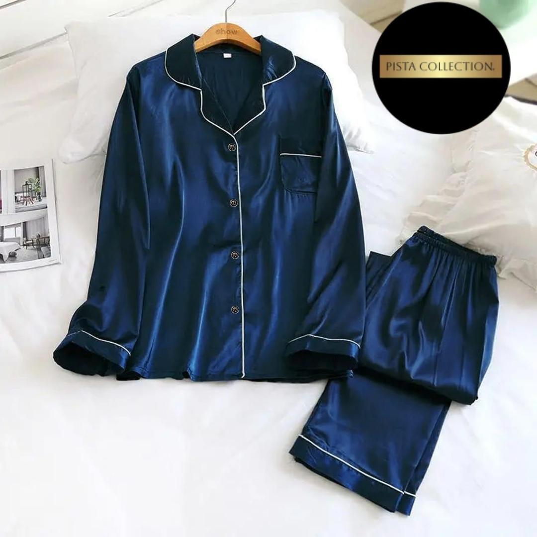 2 PCs Women's Stitch Silk Lace-Work Night Suits