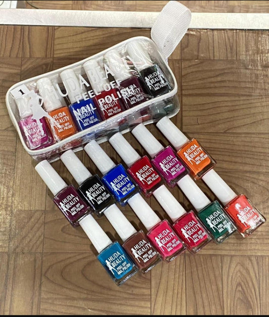 12 piece- Quick Drying Peel off Nail Polish- Smooth and Even Coverage in Stunning colour