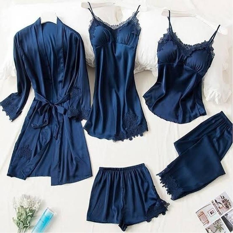 Comfortable Blue Jersey Nightware Set 5 pcs