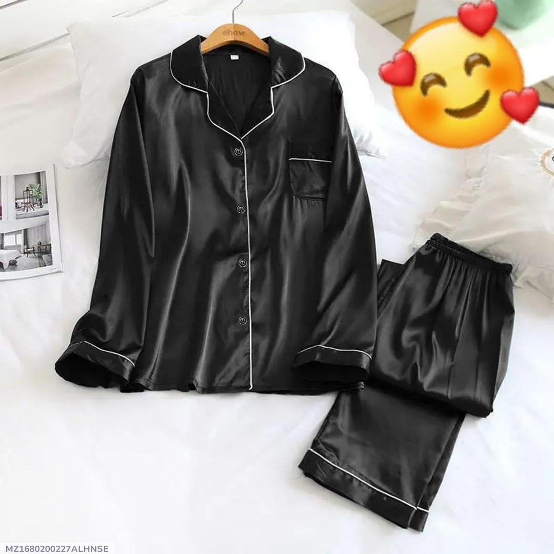 2 PCs Women's Stitch Silk Lace-Work Night Suits