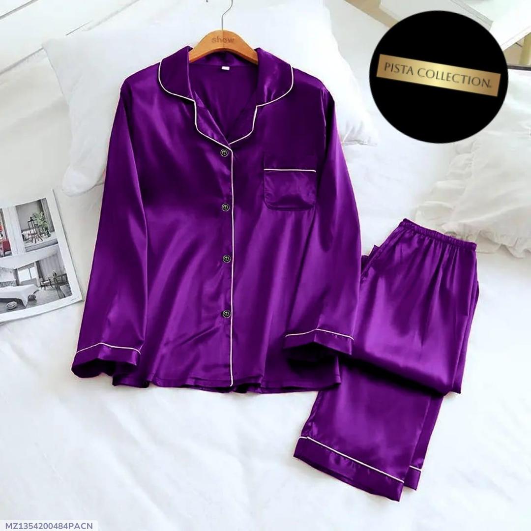 2 PCs Women's Stitch Silk Lace-Work Night Suits