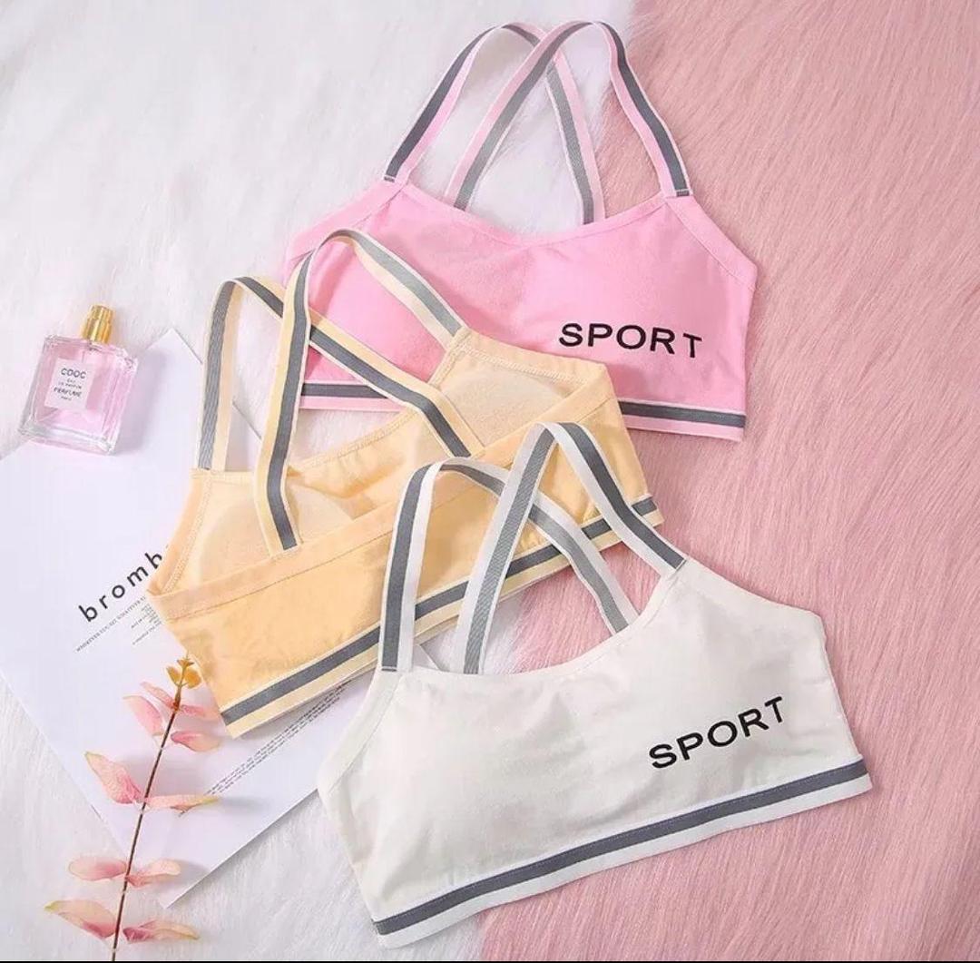 Comfortable Embroidered cotton sports bra- pack of 2