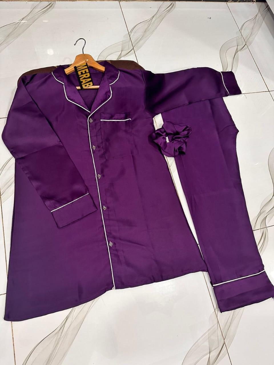 2 PCs Women's Stitch Silk Lace-Work Night Suits